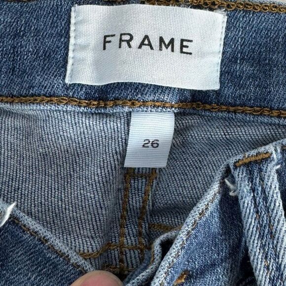 Frame Denim Le High Flare High Waist Raw Hem Flare Leg Jeans Sz 26 - Picture 6 of 9